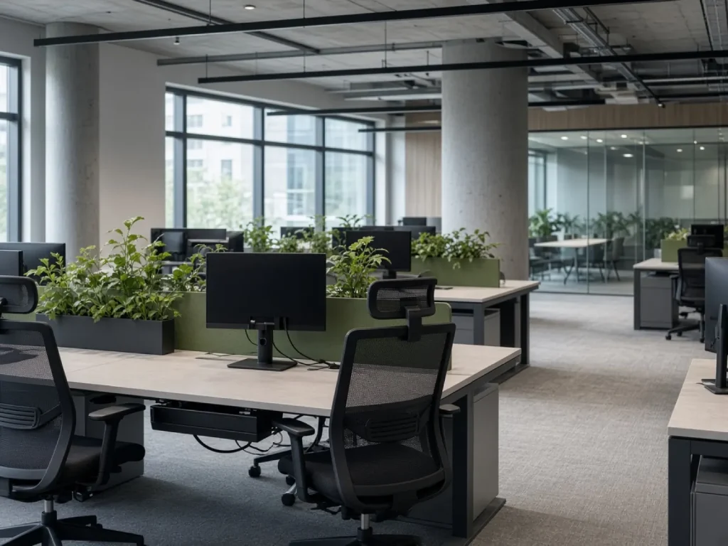 Monitores y estaciones de trabajo vacías