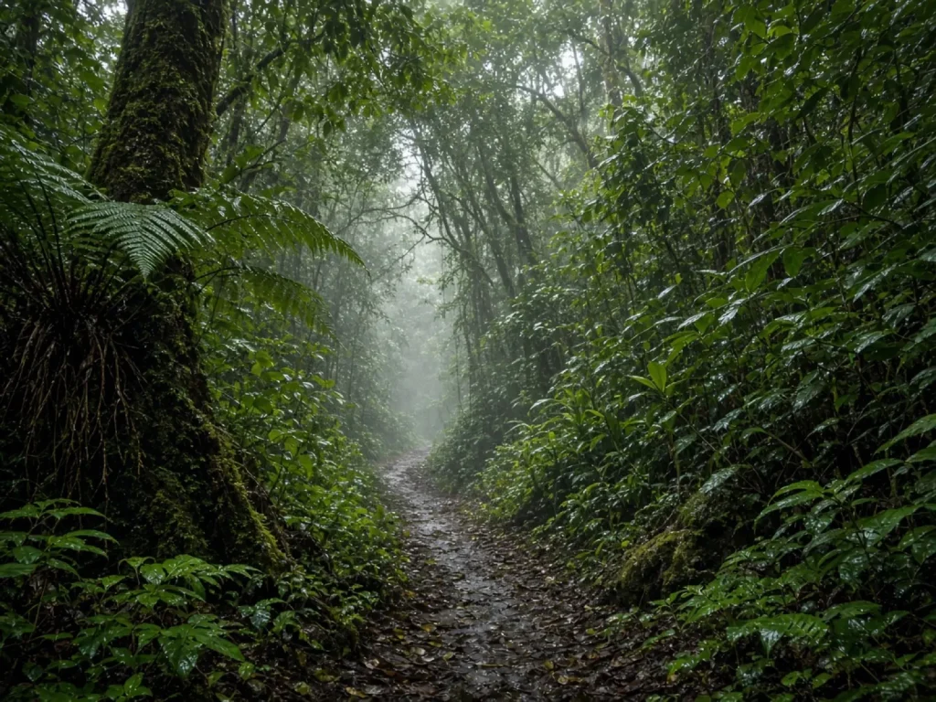 Bosque tropical centroamericano Sendero húmedo bajo dosel tropical